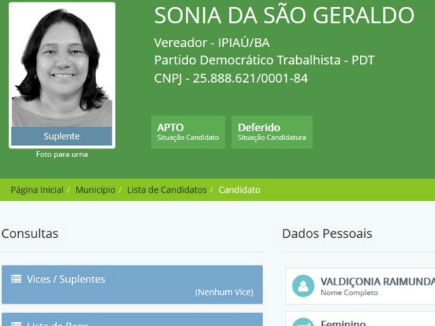 Candidata a vereadora em Ipiaú divulgou número errado durante campanha (Foto: Reprodução/DivulgaCand)