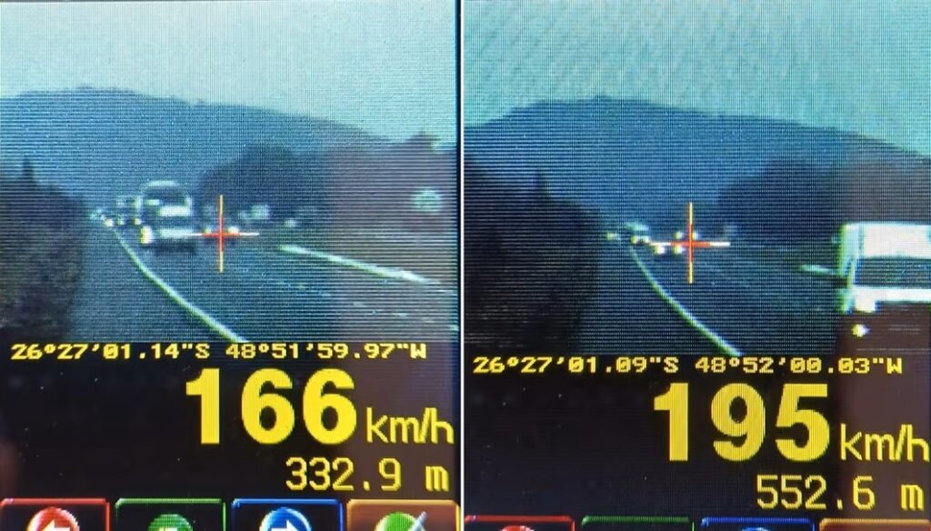 Veículo é flagrado a 195 km/h em rodovia federal de Santa Catarina